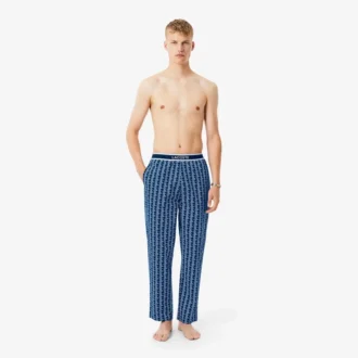 Pyjamasbyxor i poplin med monogram för herr