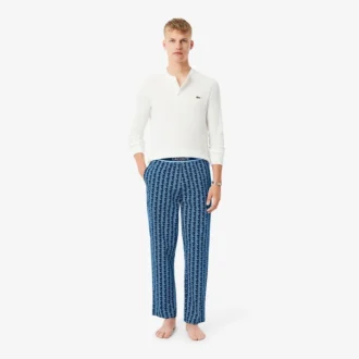 Pyjamasbyxor i poplin med monogram för herr