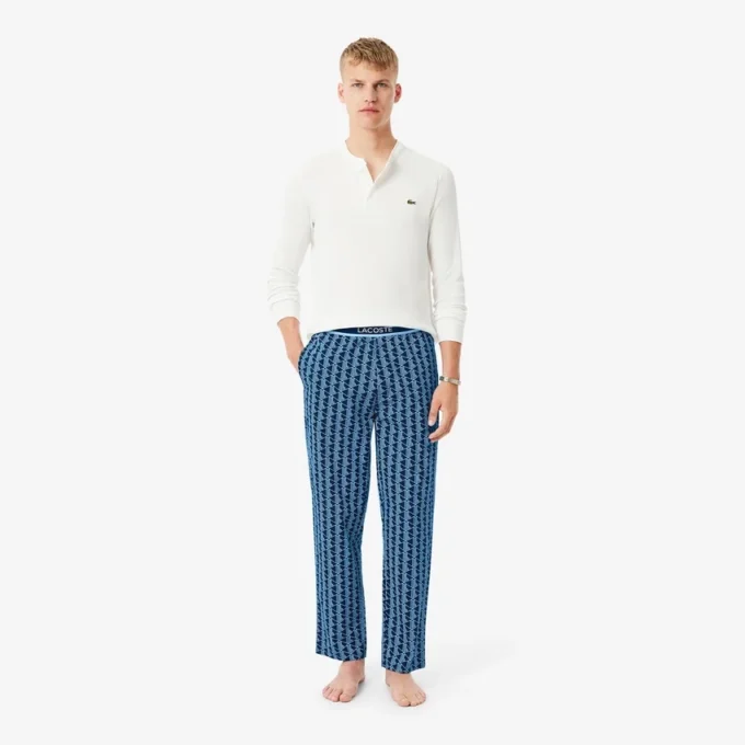 Pyjamasbyxor i poplin med monogram för herr