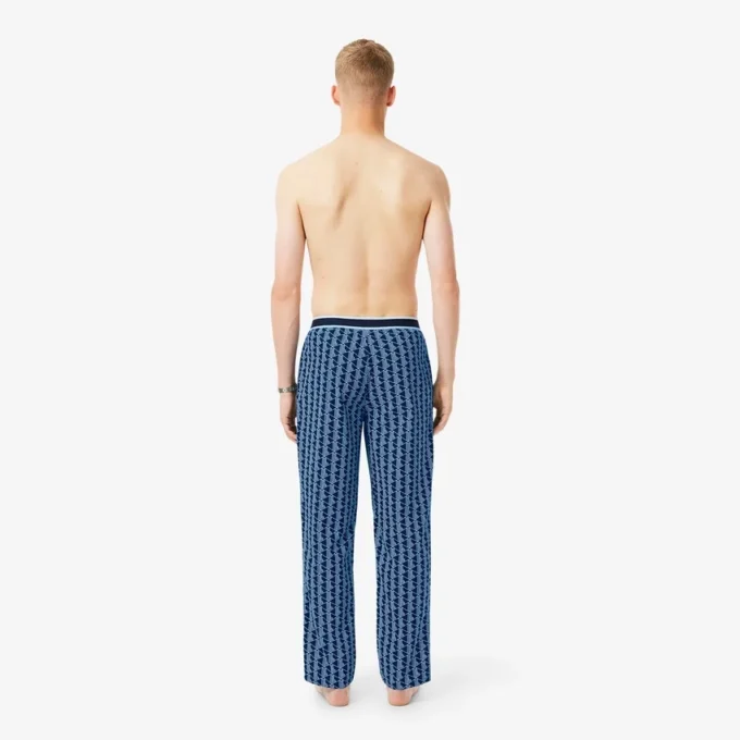 Pyjamasbyxor i poplin med monogram för herr