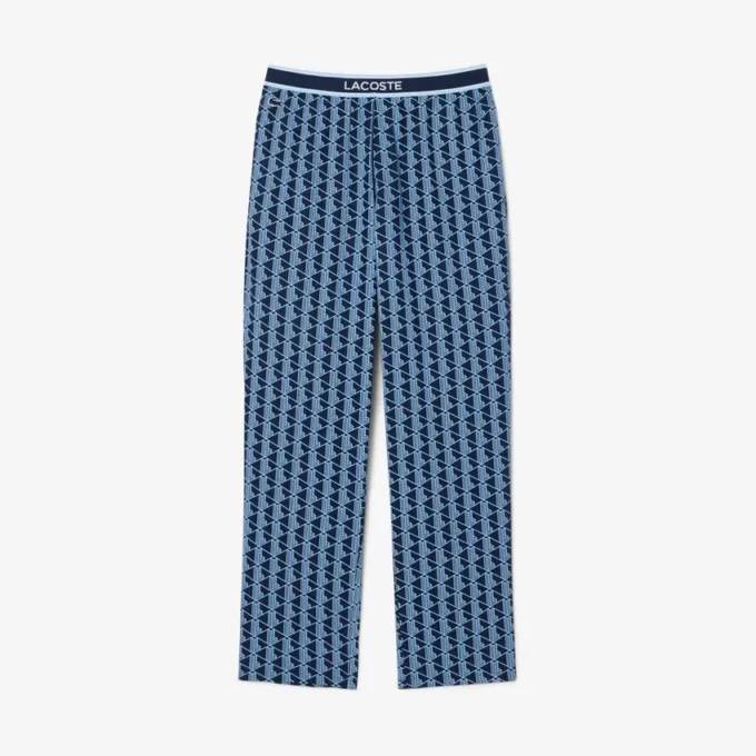 Pyjamasbyxor i poplin med monogram för herr