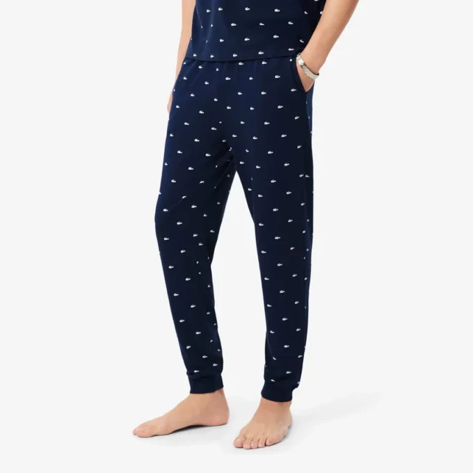 Pyjamasbyxor i tryckt bomull för herr