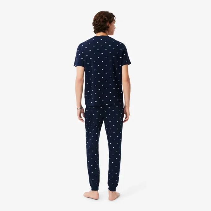 Pyjamasbyxor i tryckt bomull för herr