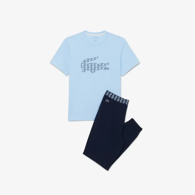 Pyjamaset i jersey med monogram för herr