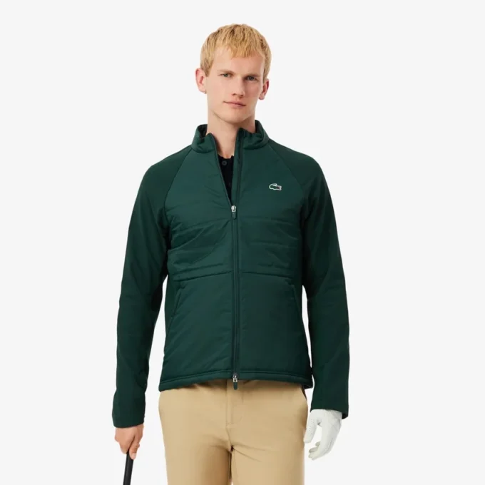 Quiltad golfjacka med hög krage för herr