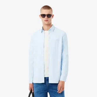 Randig stretchskjorta med knappar i slim fit för herr