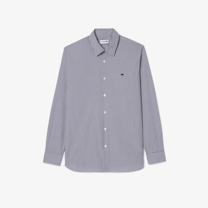 Randig stretchskjorta med knappar i slim fit för herr Randig stretchskjorta med knappar i slim fit för herr