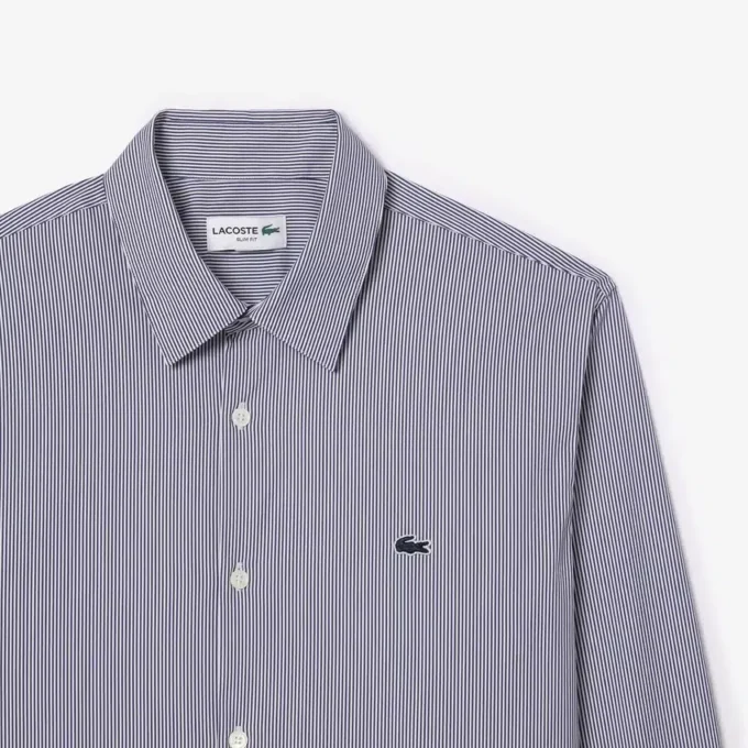 Randig stretchskjorta med knappar i slim fit för herr Randig stretchskjorta med knappar i slim fit för herr