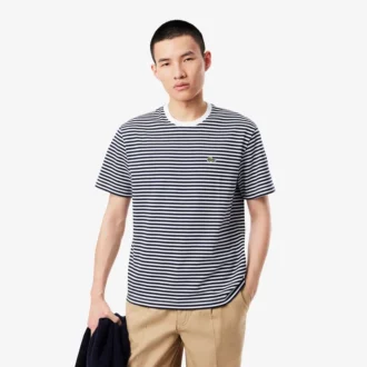 Randig T-shirt i tjock bomull för herr