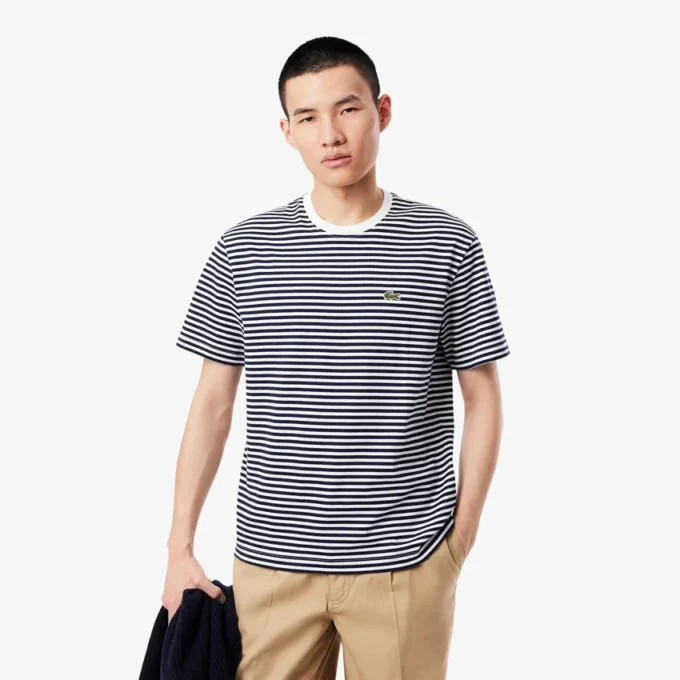 Randig T-shirt i tjock bomull för herr Randig T-shirt i tjock bomull för herr