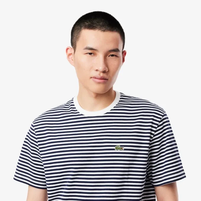 Randig T-shirt i tjock bomull för herr Randig T-shirt i tjock bomull för herr