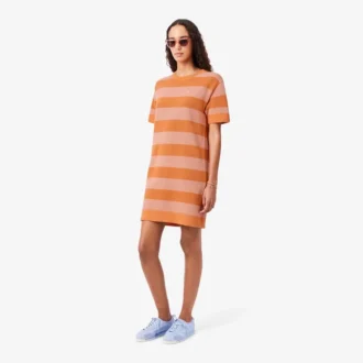 Randig T-shirtklänning i mesh
