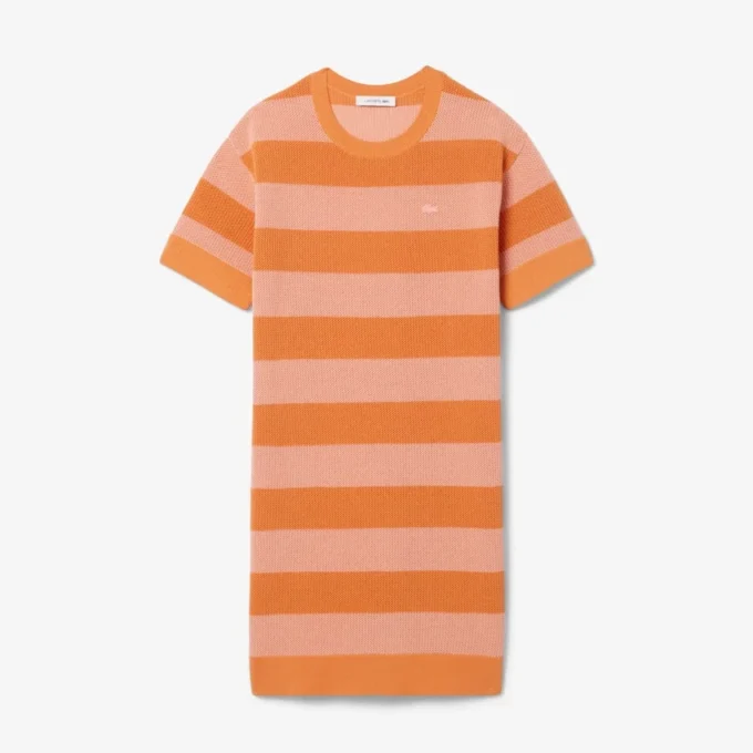 Randig T-shirtklänning i mesh