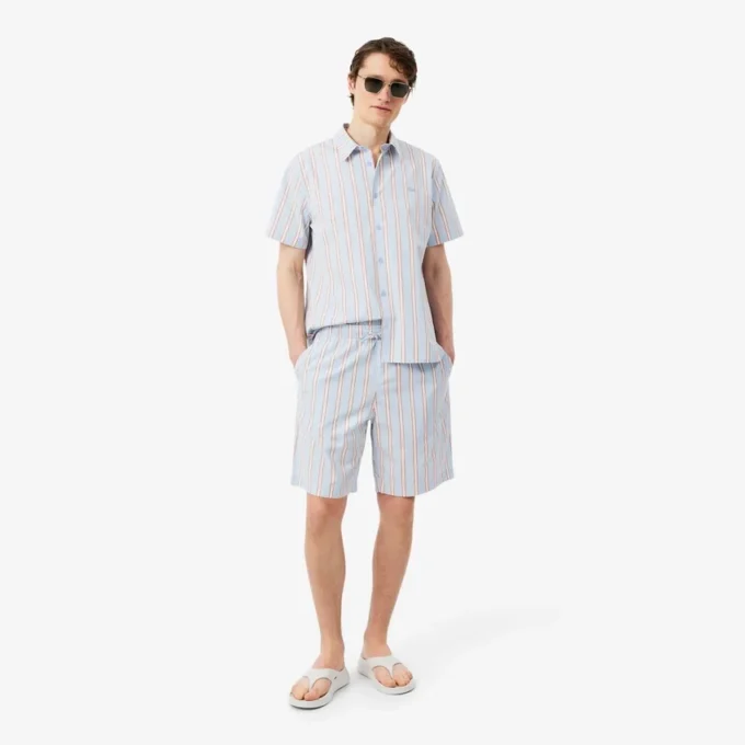 Randiga shorts i bomullspoplin