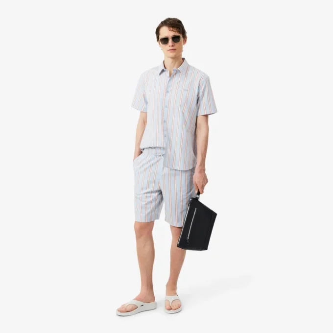 Randiga shorts i bomullspoplin