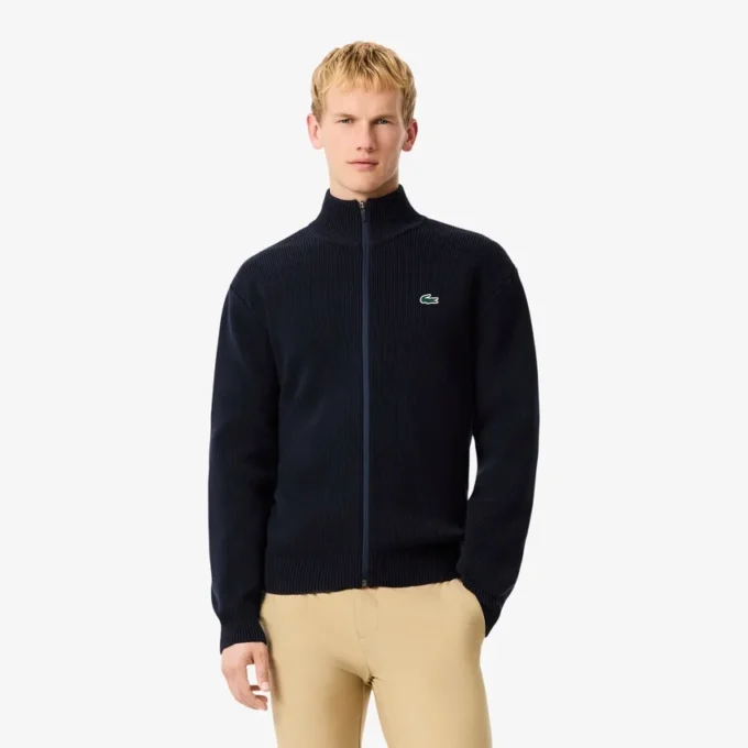 Ribbad golftröja med dragkedja för herr Ribbad golftröja med dragkedja för herr
