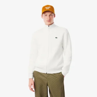 Ribbad golftröja med dragkedja för herr