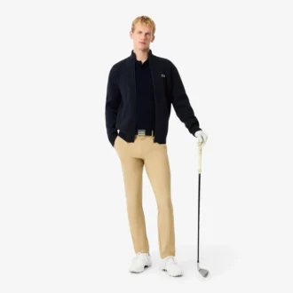 Ribbad golftröja med dragkedja för herr