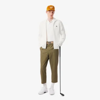 Ribbad golftröja med dragkedja för herr