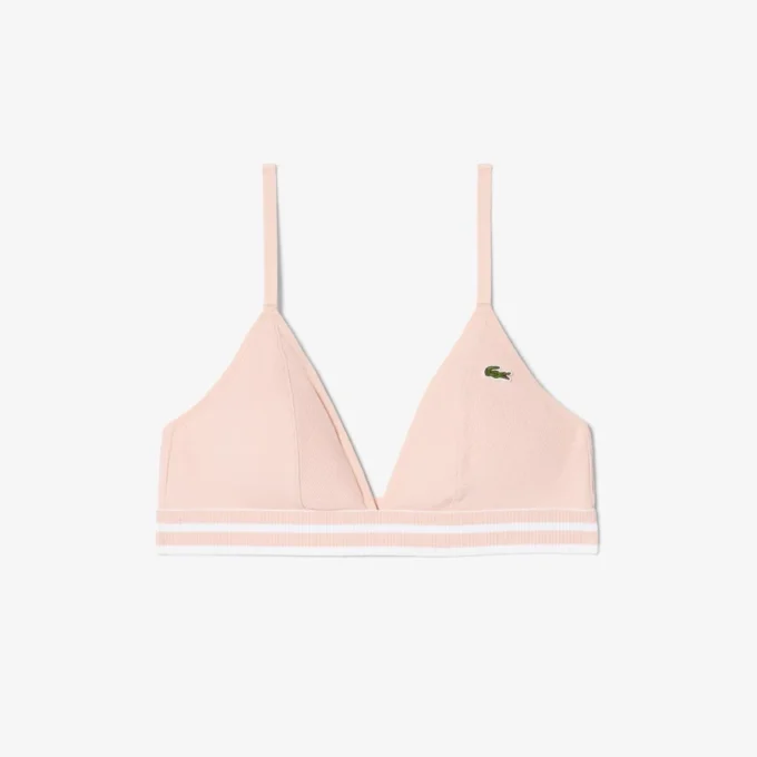 Ribbad triangel-bralette i bomull