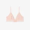 Ribbad triangel-bralette i bomull