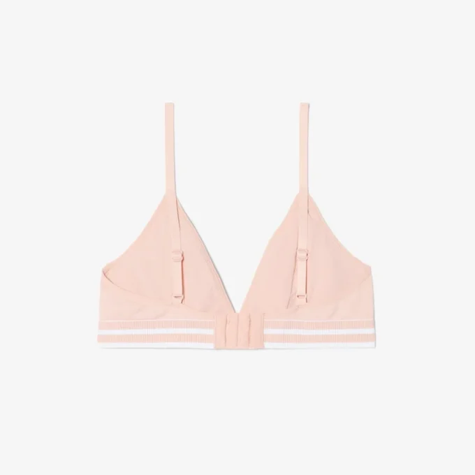 Ribbad triangel-bralette i bomull