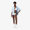 Ribbad triangel-bralette i bomull
