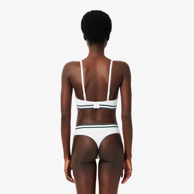 Ribbad triangel-bralette i bomull
