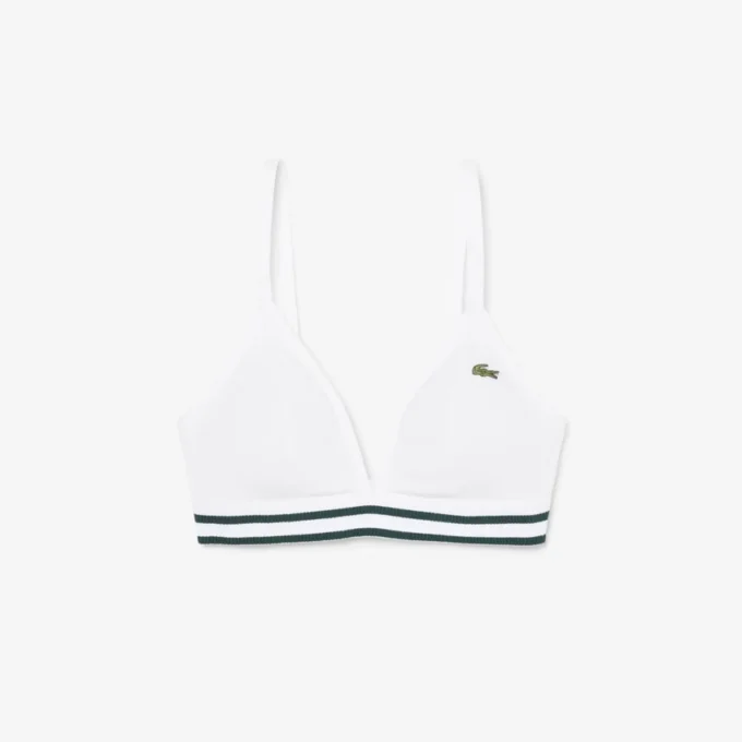 Ribbad triangel-bralette i bomull