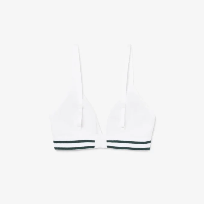 Ribbad triangel-bralette i bomull