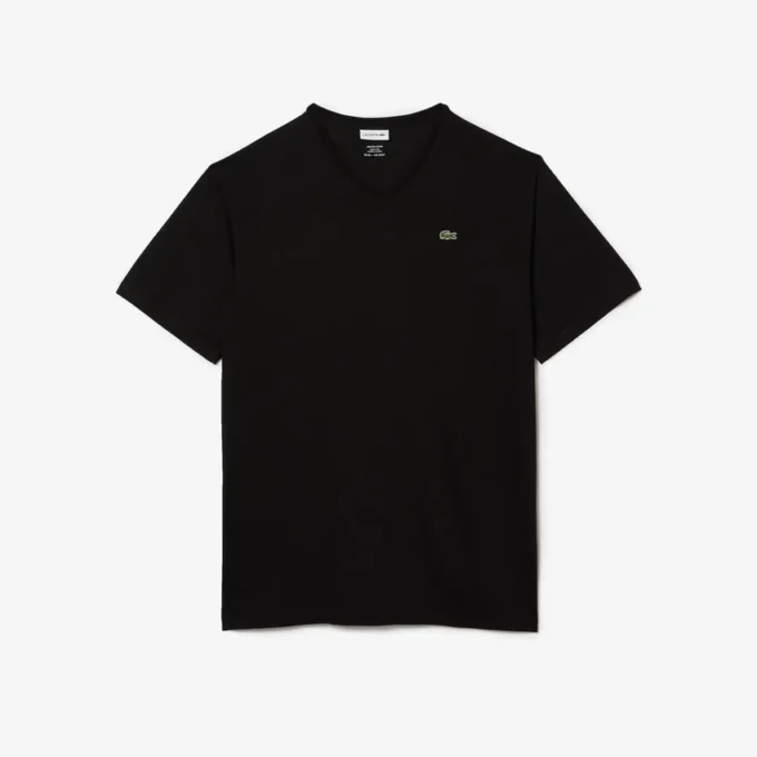 Ribbad V-ringad bomullst-shirt för män i lång modell Ribbad V-ringad bomullst-shirt för män i lång modell