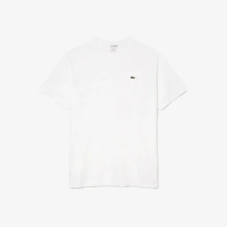 Ribbad V-ringad bomullst-shirt för män i lång modell