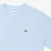 Ribbad V-ringad bomullst-shirt för män i lång modell