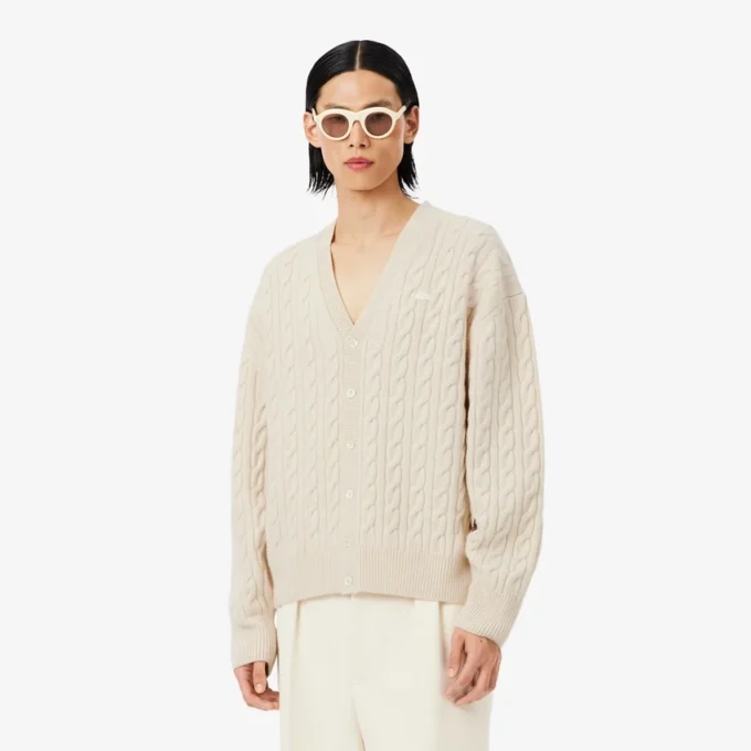 Runway kashmir-kofta med kabelstickning Runway kashmir-kofta med kabelstickning