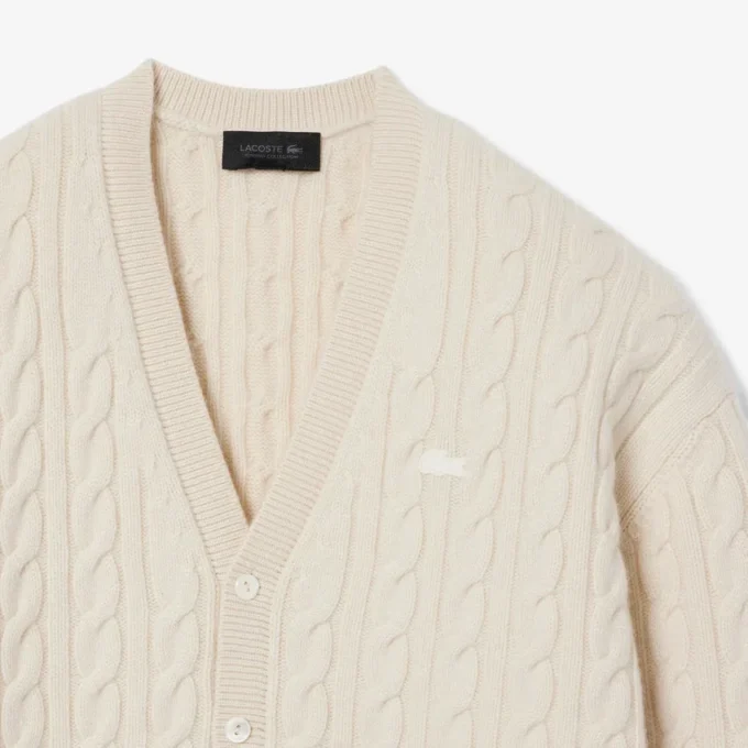 Runway kashmir-kofta med kabelstickning Runway kashmir-kofta med kabelstickning
