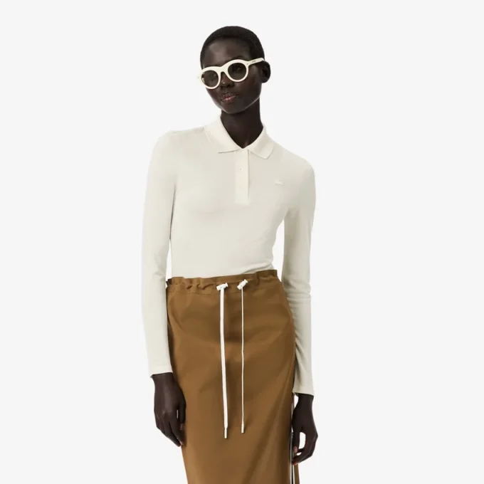 Runway Slim Fit långärmad pikétröja i siden Runway Slim Fit långärmad pikétröja i siden