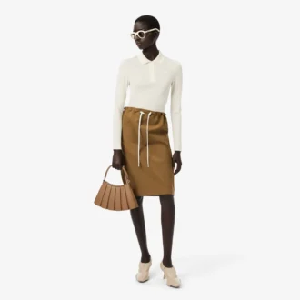 Runway Slim Fit långärmad pikétröja i siden