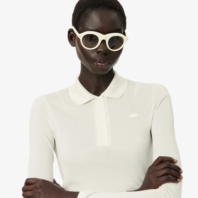 Runway Slim Fit långärmad pikétröja i siden Runway Slim Fit långärmad pikétröja i siden