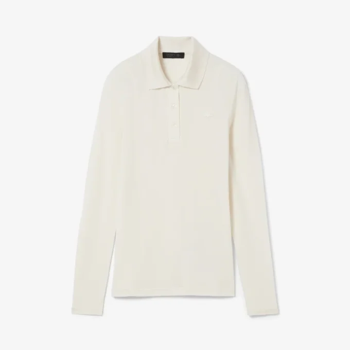 Runway Slim Fit långärmad pikétröja i siden Runway Slim Fit långärmad pikétröja i siden
