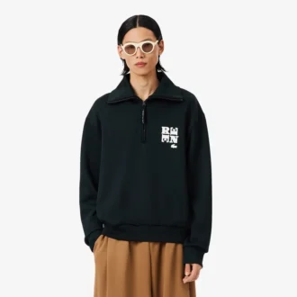 Runway-sweatshirt med hög hals, dragkedja och badge-detalj