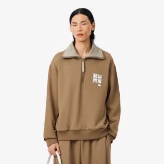 Runway-sweatshirt med hög hals, dragkedja och badge-detalj