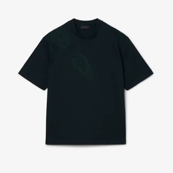 Runway-T-shirt med broderad krokodil Runway-T-shirt med broderad krokodil