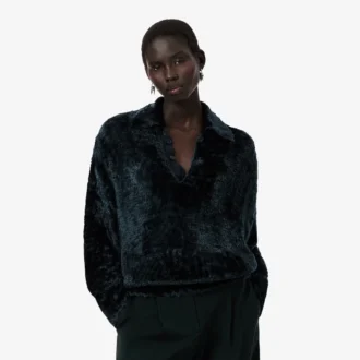 Runway-tröja i velour med polokrage