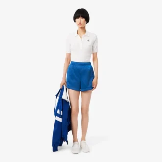 Satinjersey-shorts med pointelle-ränder för dam