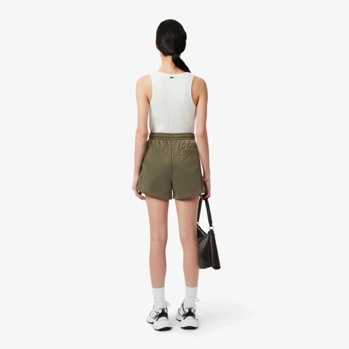 Satinjersey-shorts med pointelle-ränder för dam Satinjersey-shorts med pointelle-ränder för dam