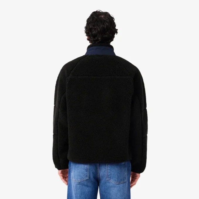 Sherpa-fleecejacka för män med färgblock Sherpa-fleecejacka för män med färgblock