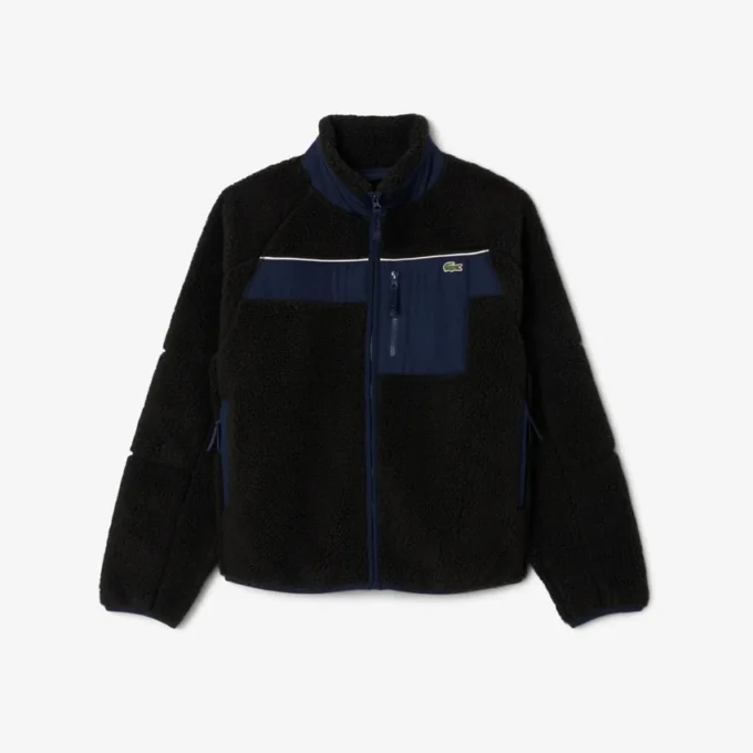 Sherpa-fleecejacka för män med färgblock Sherpa-fleecejacka för män med färgblock