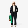 Slim fit-blazer i ull med broderat logo för dam Slim fit-blazer i ull med broderat logo för dam