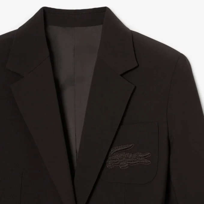 Slim fit-blazer i ull med broderat logo för dam Slim fit-blazer i ull med broderat logo för dam