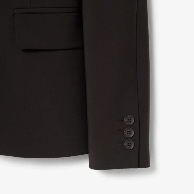 Slim fit-blazer i ull med broderat logo för dam Slim fit-blazer i ull med broderat logo för dam